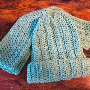 Handmade Crochet Beanie Hat and Skinny Scarf Set
